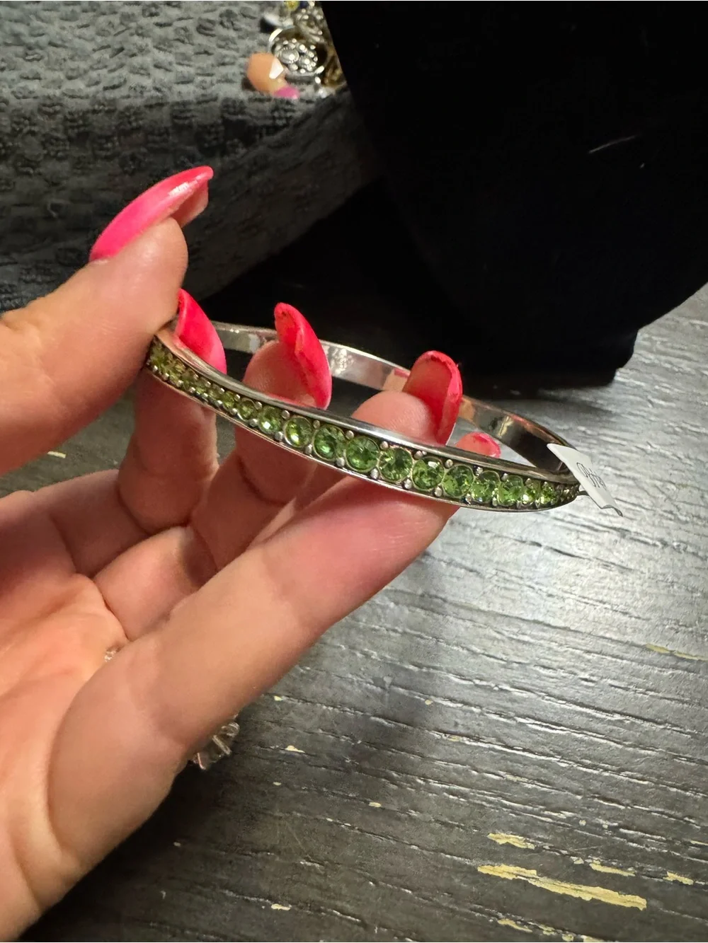 Brighton Silver Barrette with Lime Green Crystals